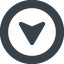 Down triangle arrow in a circle free icon