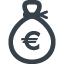 Bag of money with Euro sign free icon